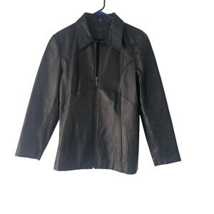Jacqueline Ferrar Vintage 90s Women's Size‎ Medium Black Leather Jacket Coat